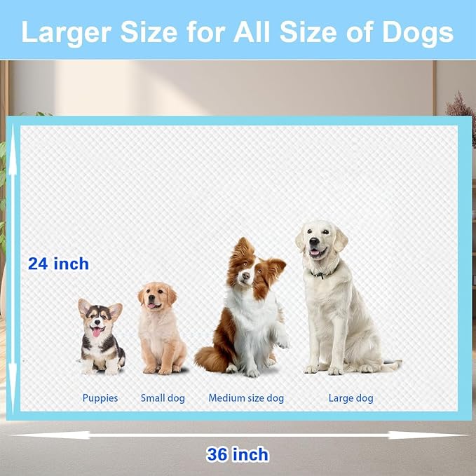 10 Count Dog Cat Puppy Pee Pads,24"x36" Super Absorbent Puppy Pads Leakproof Quick-Dry Disposable Pet Pads for Puppies, Dogs Cats Indoor, Outdoor, Housebreaking Use