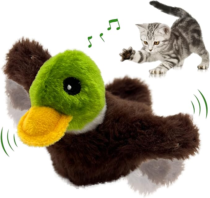 Flapping Cat Toy, Motion Activated Duck with Catnip, 3 Modes & USB Rechargeable, Machine Washable Interactive Toy for Indoor Cats