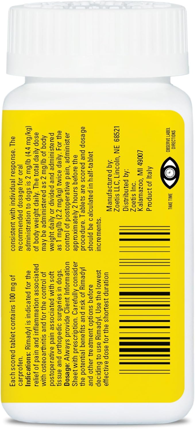 Rimadyl (carprofen) Chewables for Dogs, 100 mg, 60 Tablets