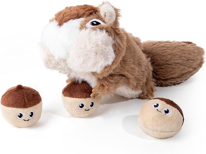 Hollypet Squeaky Hide and Seek Dog Toys for Small and Medium, Pine Cone | Interactive Plush Stuffed Dog Squeak Toys for Small Medium Sized Dogs and Non-Aggressive Chewers, Puppy Teeth Clean Chew Toys
