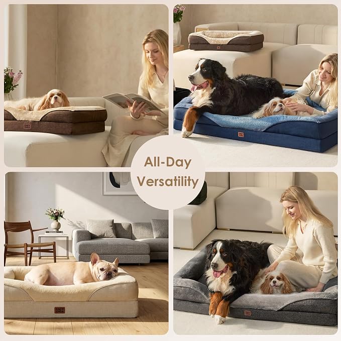 EHEYCIGA Orthopedic Memory Foam Dog Bed - XL 42x30in, Brown