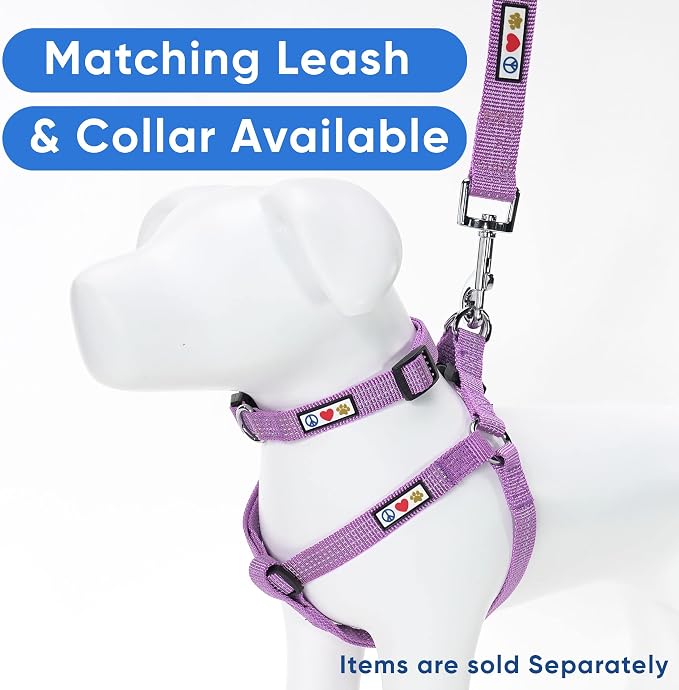Pawtitas Reflective Step-in Dog Harness – Adjustable No-Pull Vest for Puppies to Seniors, Safe & Comfortable, L Orchid