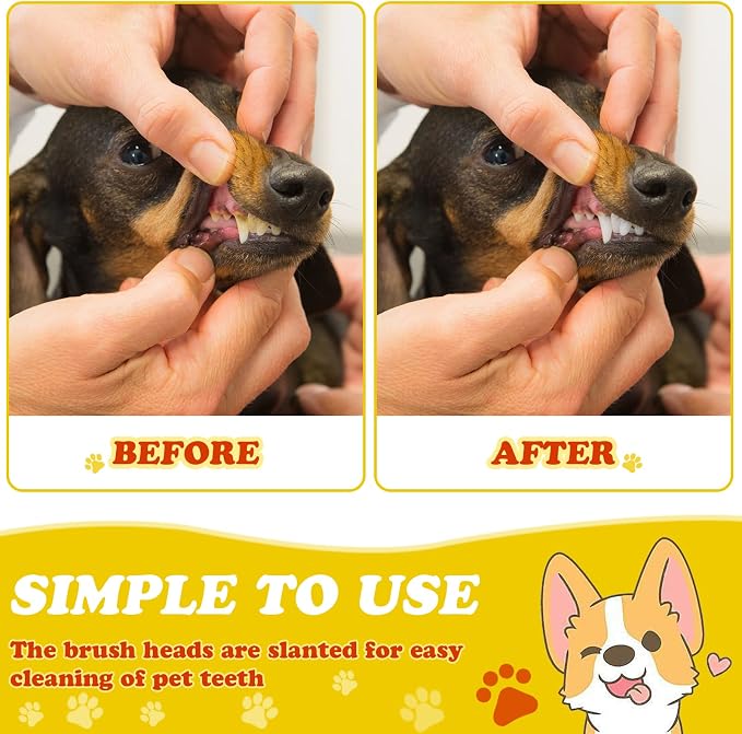 Nuenen 150 Pcs Dog Toothbrush Bulk Dual Headed Dental Soft Convenient Long Handle Puppy Toothbrush Individual Packaged for Cleaning Small to Large Dogs Cats Pets