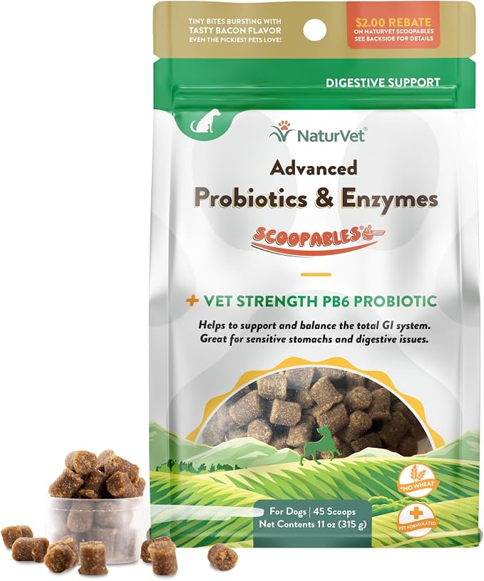 NaturVet Advanced Probiotics Food Topper for Dogs - Bacon, 11oz