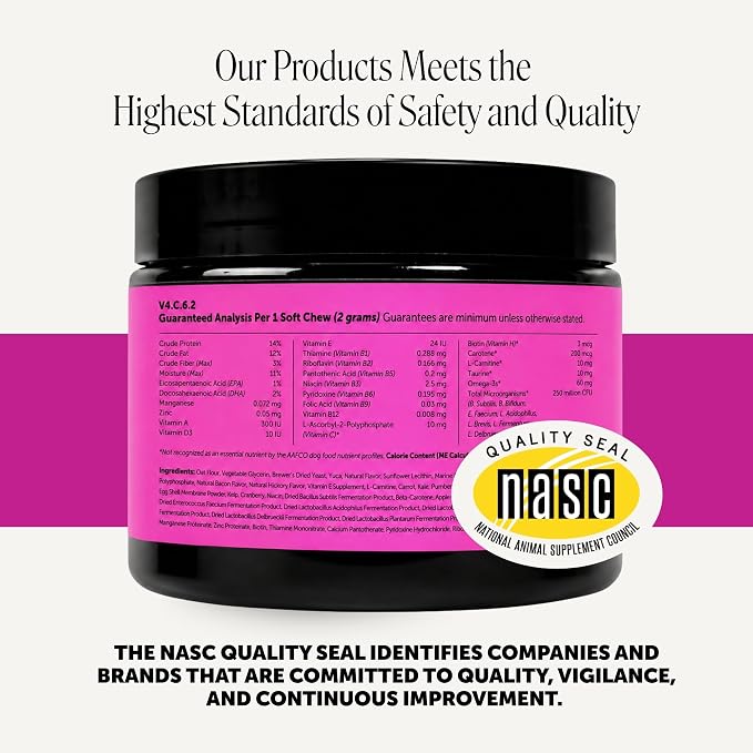 Puppy Vitamins and Supplements Multivitamin Chews - DHA Omega 3 Fish Oil + Probiotics for Growth, Brain Development, Immune Support, Sensitive Stomach, Heart Health (Hickory Bacon, 90 Ct)