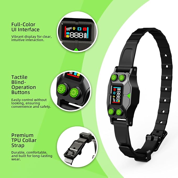 AEZ Smart Dog Collar, GPS Dog Tracker, Wireless Dog Fence System, GPS Fence Collar for Dogs with Beep Vibration Alert Modes, Radius 25-999 Yards for Over 15lbs Dogs, IPX7 Waterproof