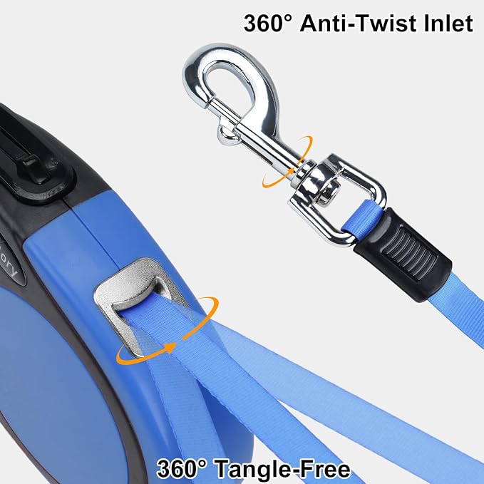 Taglory Retractable Dog Leash, One-Handed Brake, 16ft, Up to 44 lbs, Blue | More Freedom While Staying in Control, Smooth Retraction, Tangle-Free Design, Easy-Grip Handle, Daily Neighborhood Walks