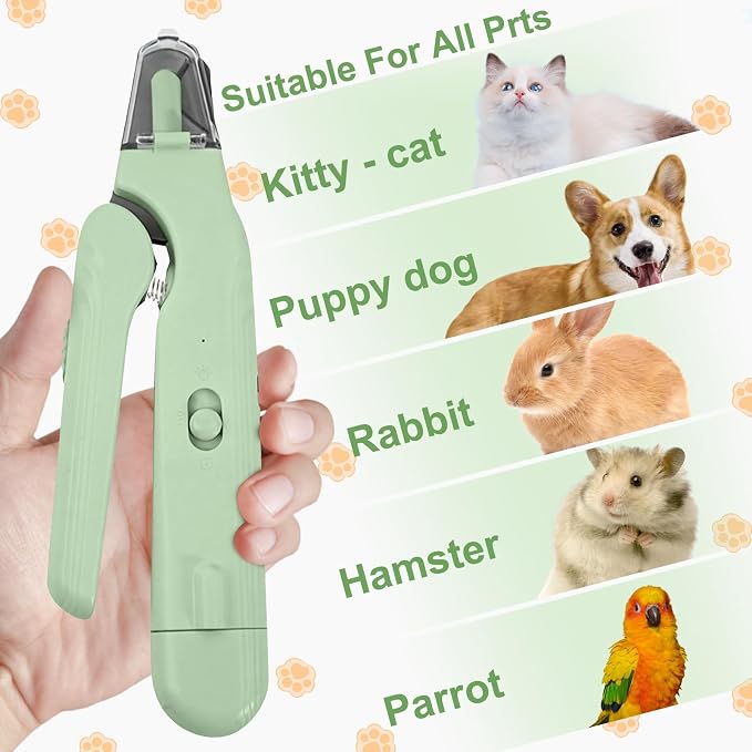 2-in-1 Dog Nail Clippers & Grinder with 2 LED Lights - Green