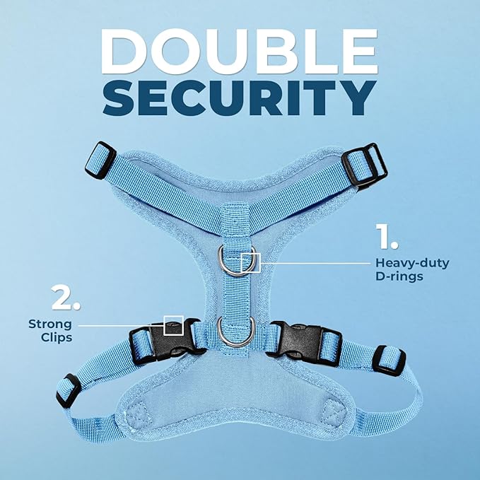 Voyager Step-in Lock Dog Harness - Baby Blue, Large | 20 - 25" in Chest, Adjustable, Breathable Air Mesh, Lightweight for Daily Walks, Strong Clips, Heavy Duty D-Ring