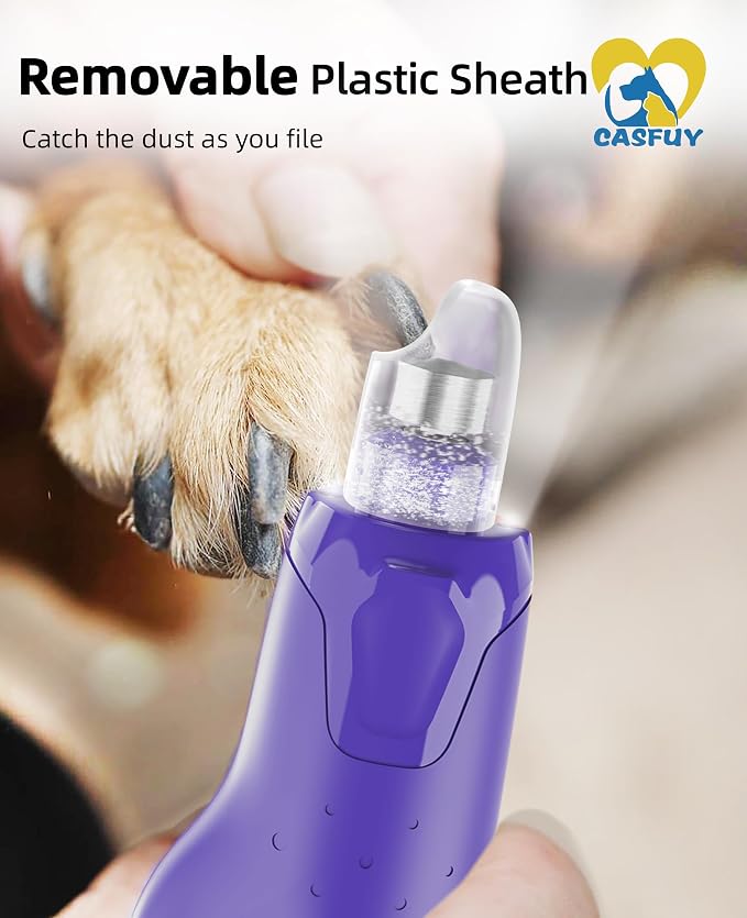 Casfuy 6-Speed Dog Nail Grinder with 2 LED Lights & Dust Cap