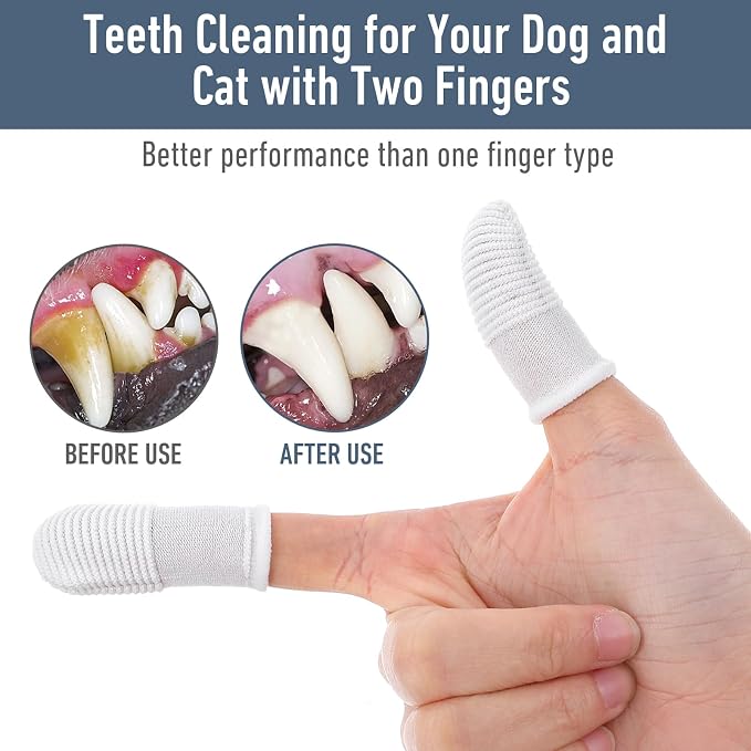 Kifmurase 200Pcs Dog Toothbrush, Soft Fabric Dog Finger Toothbrush, Tooth Brushing Kit for Dogs & Cats, Washable Pet Tooth Brushing Set, Finger Brush for Dogs Teeth Cleaning& Dental Care