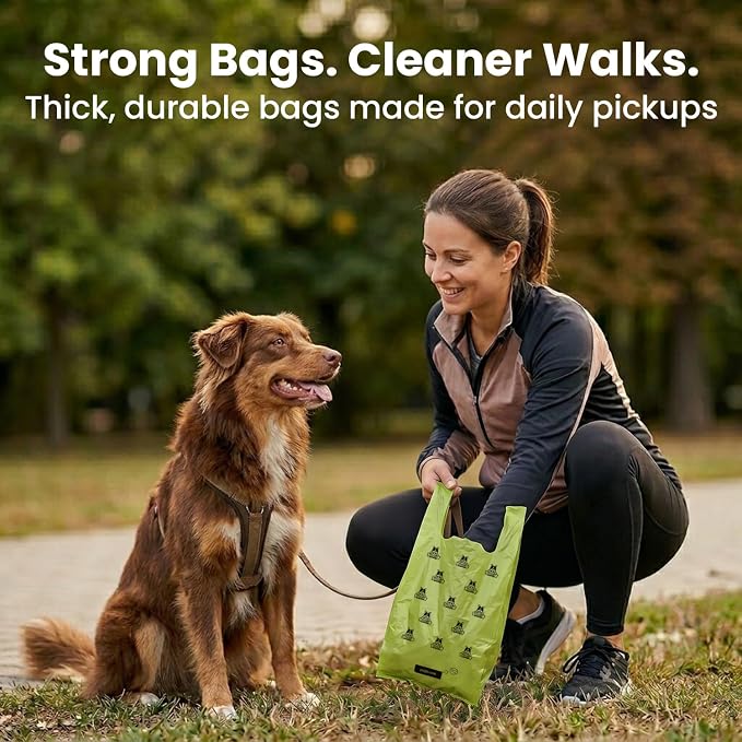 Pogi's 300 Unscented Dog Poop Bags with Handles - Earth-Friendly, Leak-Proof, Ultra Thick, 4+ Month Supply