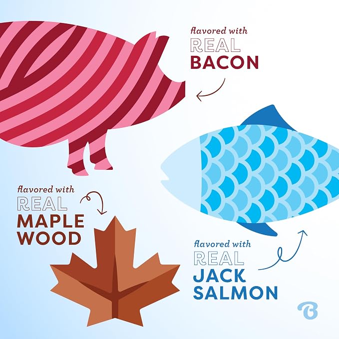 Benebone Puppy 4-Pack Dog Chew Toys for Gentle Chewers, Dog Bones, Small | Durable Made in USA, REAL Bacon, Jack Salmon & Maplewood Flavors, Puppy Teething Toys