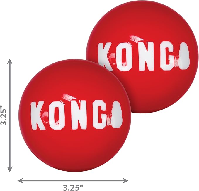 KONG - Signature Balls - 2 Pack Durable Ball for Chasing and Retrieving - for Large Dogs | Ultra-Durable Fetch Balls with a Higher Bounce than Tennis Balls, for Energetic Chasing and Retrieving