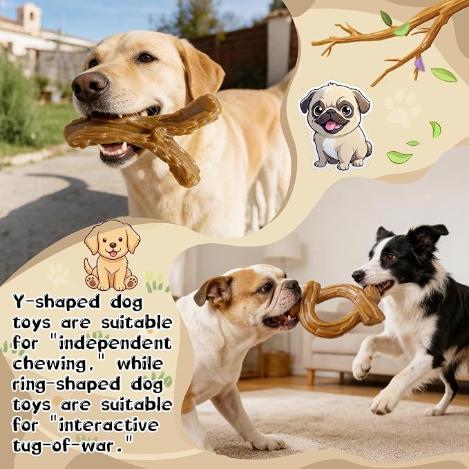 WOWBALA 2 Pack Dog Chew Toys for Aggressive Chewers,Indestructible Dog Toy for Medium Large Dogs, Chew Toys to Keep Dogs Busy,Super Chewer with Tough Nylon, Reduce Boredom & Anxiety
