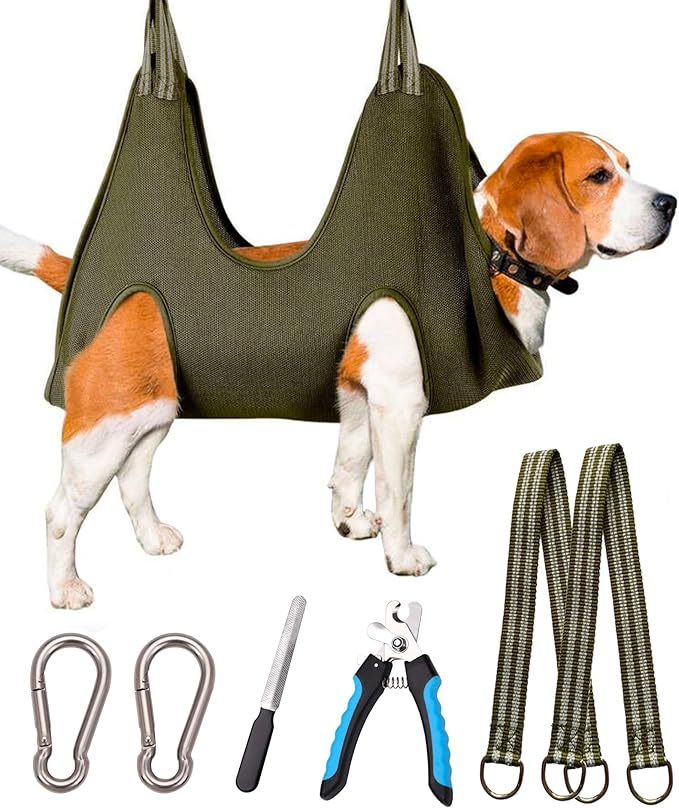 Kkiimatt Dog Grooming Hammock with Nail Clippers, Medium-Large