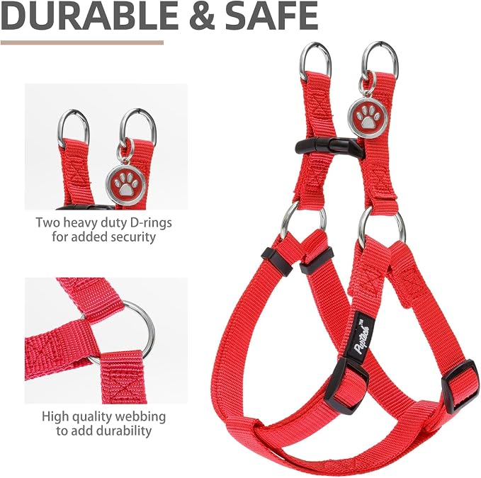 PUPTECK No Pull Dog Harness Medium Sized Step-in Adjustable Puppy Vest | Soft Webbing Basic Halter with ID Tag for Outdoor Walking