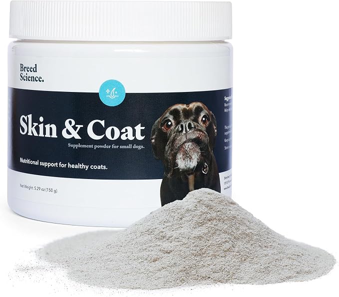 Skin and Coat Supplement Powder for Small Dogs- Anti Allergy Treatment and Itching Relief- with Vitamins A, E and Biotin - Care Products and Shedding Control Supplements for Itchy Pets