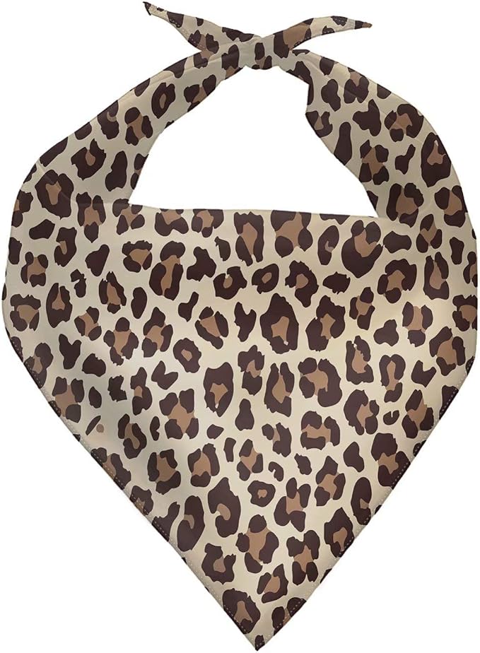 Forchrinse Cheetah Print Pet Dog Bandana Washable Polyester Dog Bib Triangle Scarf Pet Handkerchief, Medium
