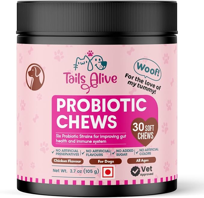 Probiotic Soft Chews Supplement for Dogs | Six Probiotic Strains for Gut Health & Digestion | Chicken Flavor | Supports Immune Function | 30 Soft Chews