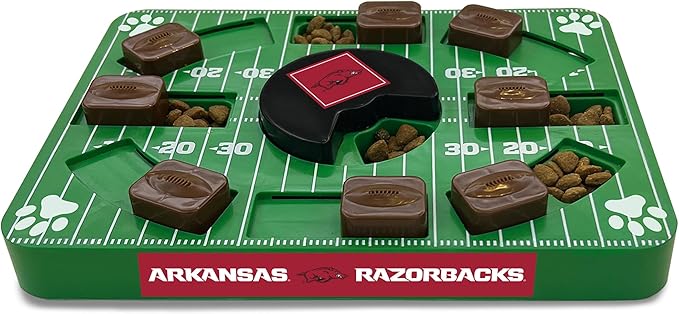 NCAA Puzzle Toy Slow Feeder, Puzzle Treat Dog Toy, Interactive Dog Treat Toy, Dog Puzzle Feeding Slow Toy (Arkansas Razorbacks)