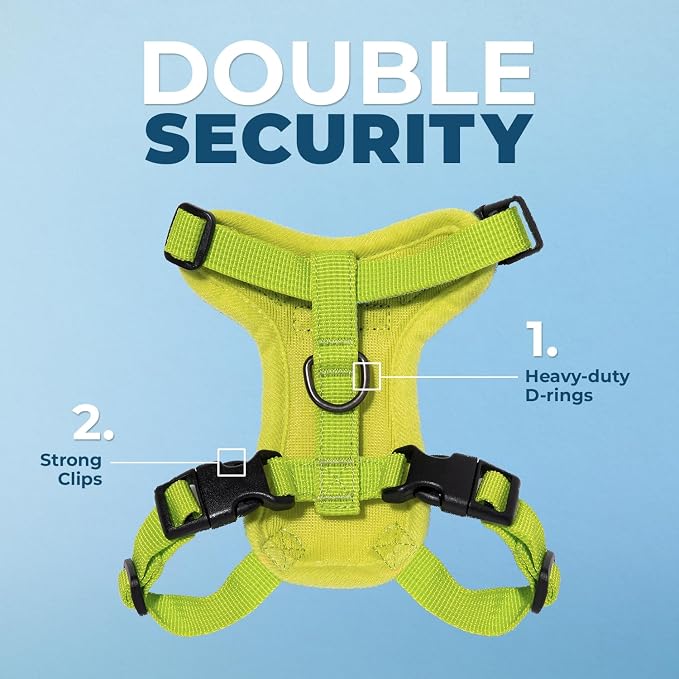 Voyager Escape-Proof Step-in Lock Cat Harness & 5ft Neoprene-Handle Leash Set All-Weather Mesh with Reflective Stitching for Small to Large Cats by Best Pet Supplies, Lime Green, S