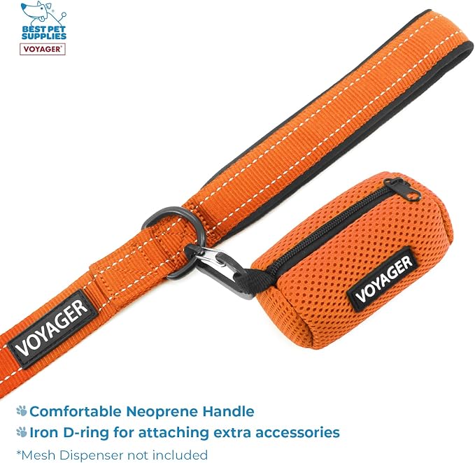 Best Pet Supplies Voyager Step-in Lock Pet Harness w Reflective Pet Leash Combo Set with Neoprene Handle 5ft - Supports Small, Medium and Large Breed Puppies/Cats - Orange Set, XXXS