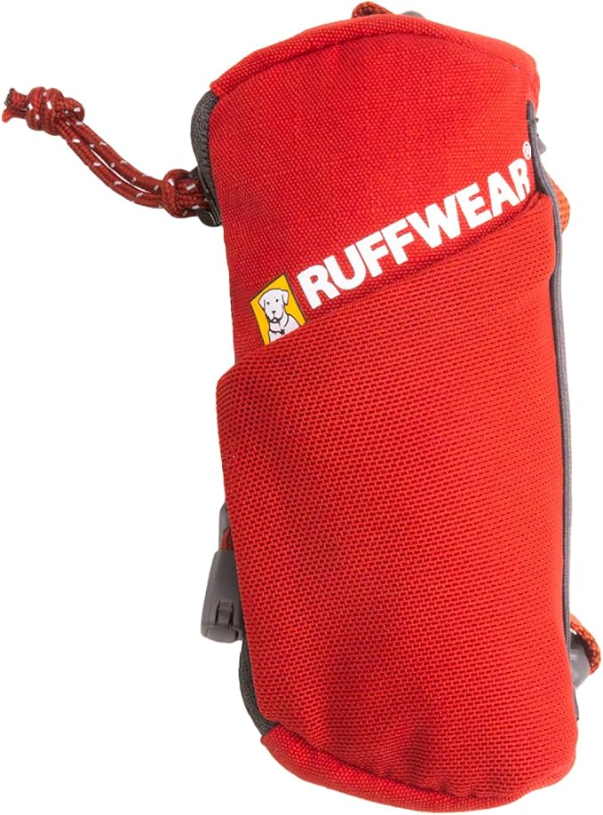 Ruffwear, Stash Bag Mini Dog Poop Bag Holder, Compact Leash Pouch with 2-Strap Attachment, Zip Pocket Fits Standard Roll, Side Slot, Grippy Starter Pad, Cinch Poop Loop, Mesh Pocket, Red Canyon