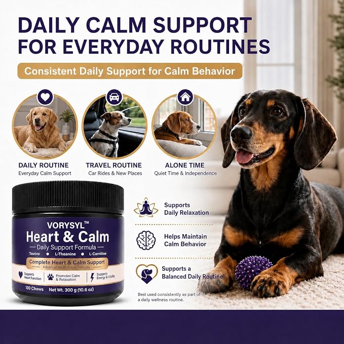 Heart Health & Calming Chews for Dogs, L-Theanine, Chicken