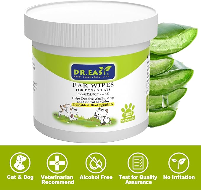 Dr.Easy Pet Ear Wipes, 120ct