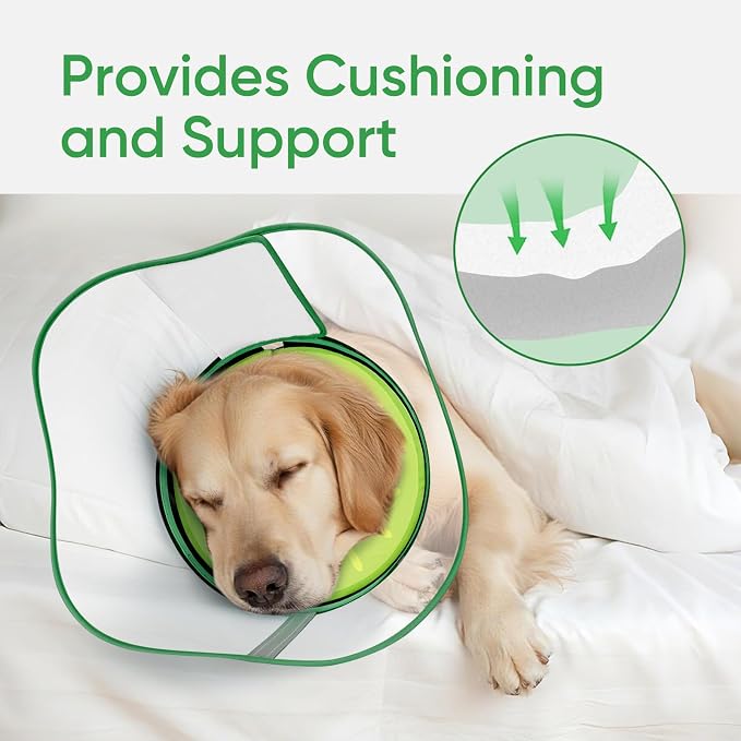 Supet Sponge Dog Cone Collar Stop Licking After Surgery, Dog Donut Collar | Adjustable Dog Recovery Collar Alternative, Detachable Shield, Soft, Comfy Cone, Neck Pillow for Large Dogs