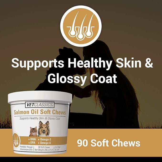 Vet Classics Salmon Oil Supplement for Dog & Cat Healthy Skin - 90 Ct