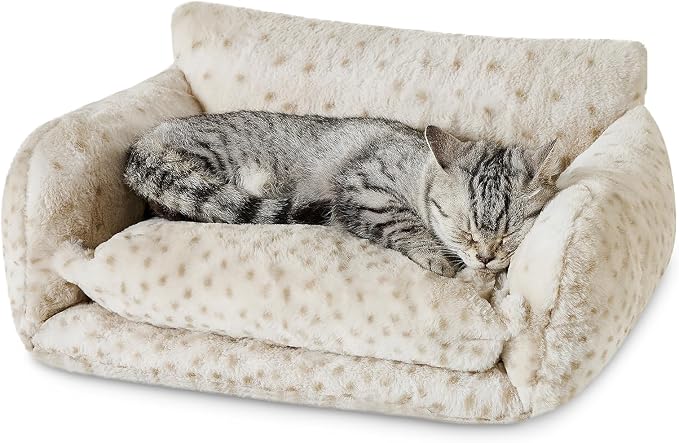 Hollypet Cat Bed Small Dog Orthopedic Couch Beds for Pets up to 13 lbs | Fluffy Multifunctional Double-Layer Warming Kitten Pet Couch Orthopedic Beds with Machine Washable Cover and Non-Slip Bottom
