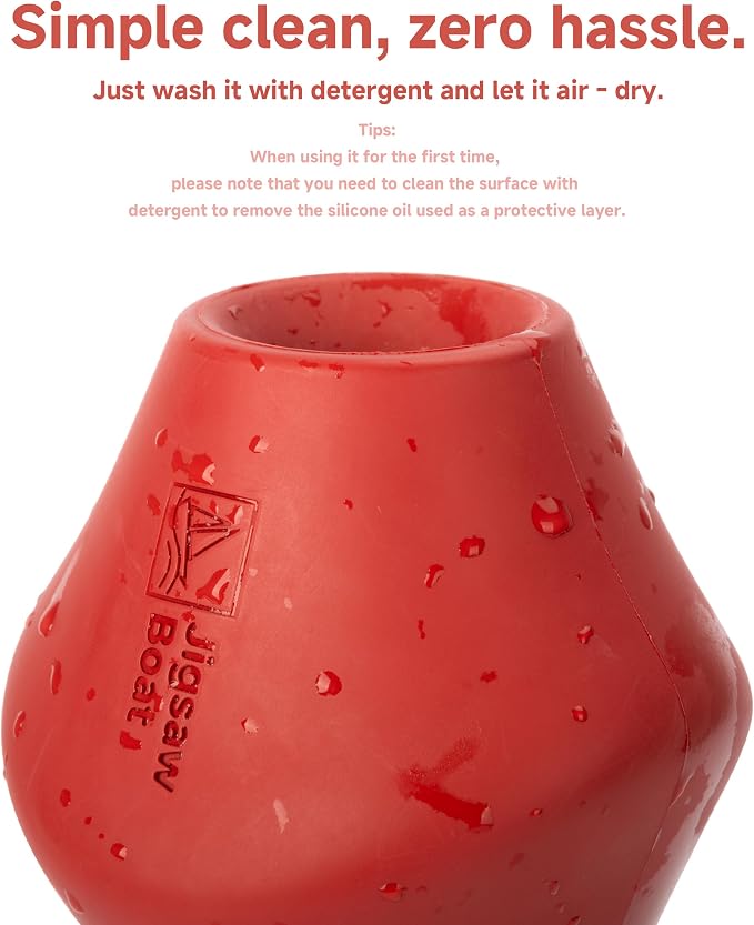 Stuffable Enrichment Dog Toy – Durable Natural Rubber Treat Dispenser for Large Dogs, Irregular Shape, Red, Bully Stick Compatible