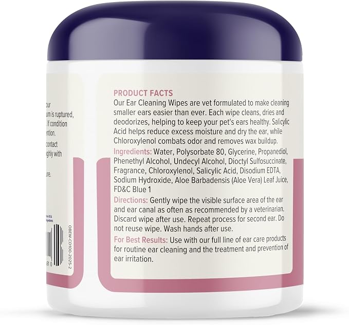 VETNIQUE Oticbliss Advanced Cleaning Ear Wipes, 100ct