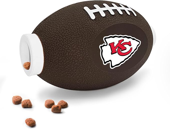 Pets First NFL Kansas City Chiefs Football Treat Dispensing Toy for Dogs, Cats - Interactive Fun, Natural Rubber Toy