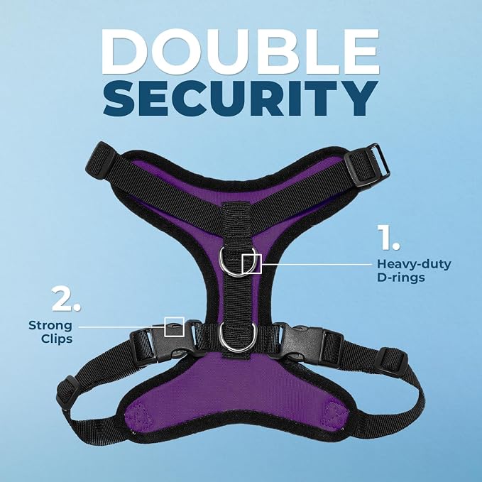 Voyager Step-in Lock Dog Harness - Purple/Black Trim, Medium | 17 - 21" in Chest, Adjustable, Breathable Air Mesh, Lightweight for Daily Walks, Strong Clips, Heavy Duty D-Ring