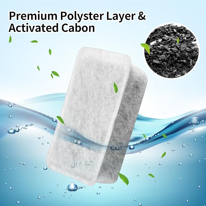 Pet Fountain Charcoal Water Filter Replacement, Dog Cat Water Bowl Filter Pet Water Filter Fit for Gravity Waterer Bowls Pack of 18