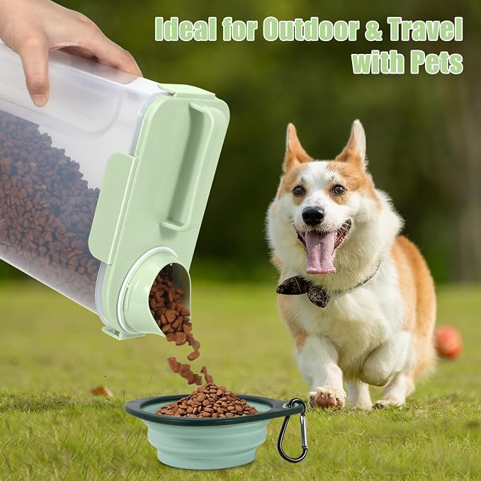 5 Lbs Pet Dog Food Storage Container for Travel Bird Seed Dispenser, 5 Lbs, Green