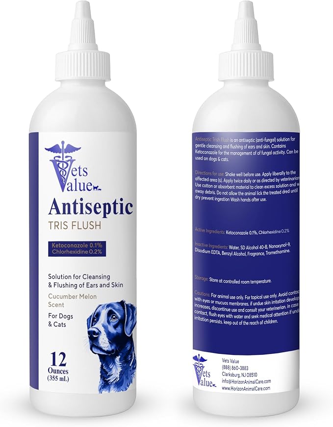 Vets Value Tris Flush Ear Cleaner for Dogs & Cats, 8 oz