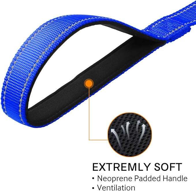 Joytale 6FT×1'' Dog Leash and Dog Collar (16-24"), Reflective Soft Neoprene Padded Pet Collars and Leashes for Large Dog, Navy Blue