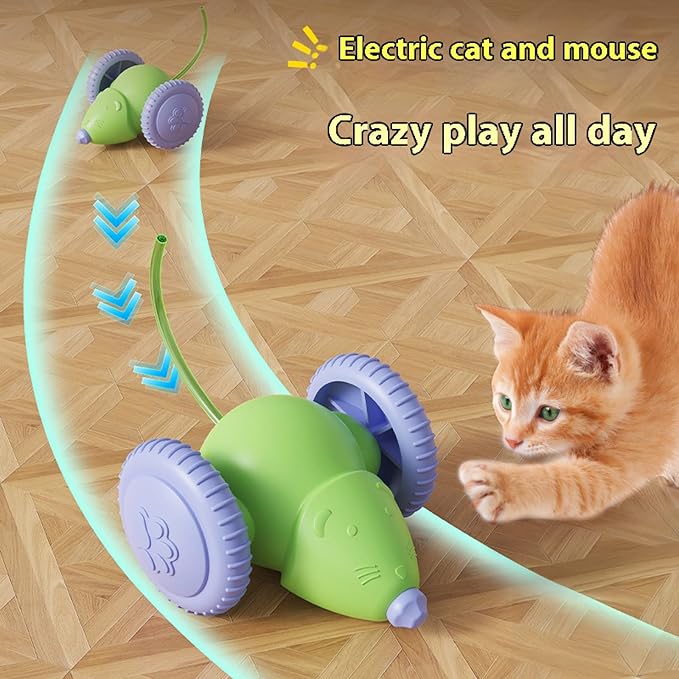 Interactive Cat Toys for Indoor Cats,Automatic Moving Kitten Toys,Cat Balls | Cat Mouse Toy with Tail Lights,Cat Toys for Bored Indoor Adult Cats,Cat Enrichment,Smart Electric Tails for Chasing Pet Toys