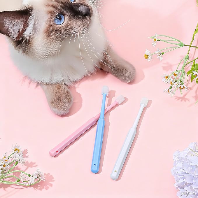 3 Pack Small Dog Cat Toothbrush, 360 Degree Soft Silicone Pet Toothbrush Cat Dental Care Dog Oral Hygiene Deep Clean Pet Teeth Cleaning Kit