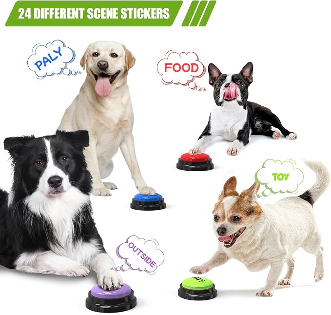 Dog Buttons for Communication, 8 Pack, with Non-Slip Mat & Bath Brush