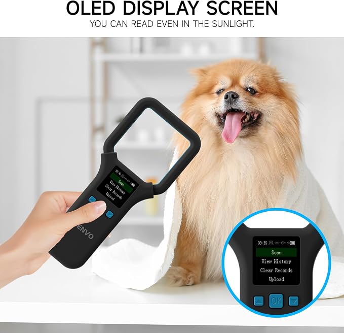 Pet Microchip Scanner, Rechargeable Bluetooth Pet Chip Scanner(190E) | Support EMID FDX-B (ISO11784/11785) 134.2kHz 15 Digits Pet Chip, RFID Microchip Scanner for Animal/Pets/Pigs/Dogs/Cats