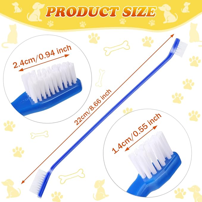 Nuenen 150 Count Dog Toothbrush Dual Headed Dental Brushes Puppy Tooth Brushing Kit Long Handle Toothbrush for Large and Small Dogs Cats Most Pets Teeth Cleaning Oral Care Supplies (Vibrant Color)