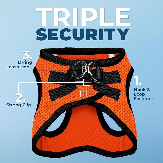 Voyager Step-in Air All Weather Mesh Harness and Reflective Dog 5 ft Leash Combo with Neoprene Handle, for Small, Medium and Large Breed Puppies by Best Pet Supplies - Orange, XX-Small