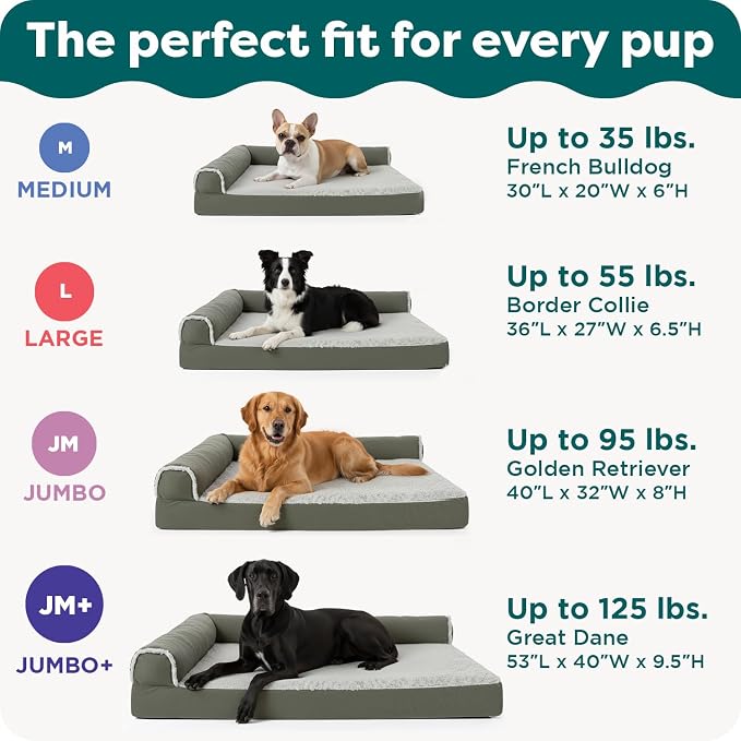 Furhaven Orthopedic Plush &amp; Suede Sofa Dog Bed - Jumbo/XL (up to 95 lbs), Espresso