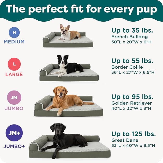 Furhaven Orthopedic Plush &amp; Suede Sofa Dog Bed - Large (up to 55 lbs), Gray
