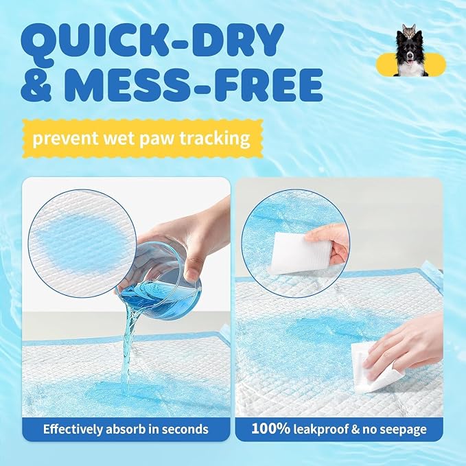 150 Count 22” x 22” Potty Puppy Training Pads, Super Absorbency Disposable Underpads, Leakproof Quick Drying Disposable Pads for Baby, Puppy and Adults, Puppy Pads, Pee Pads for Dogs